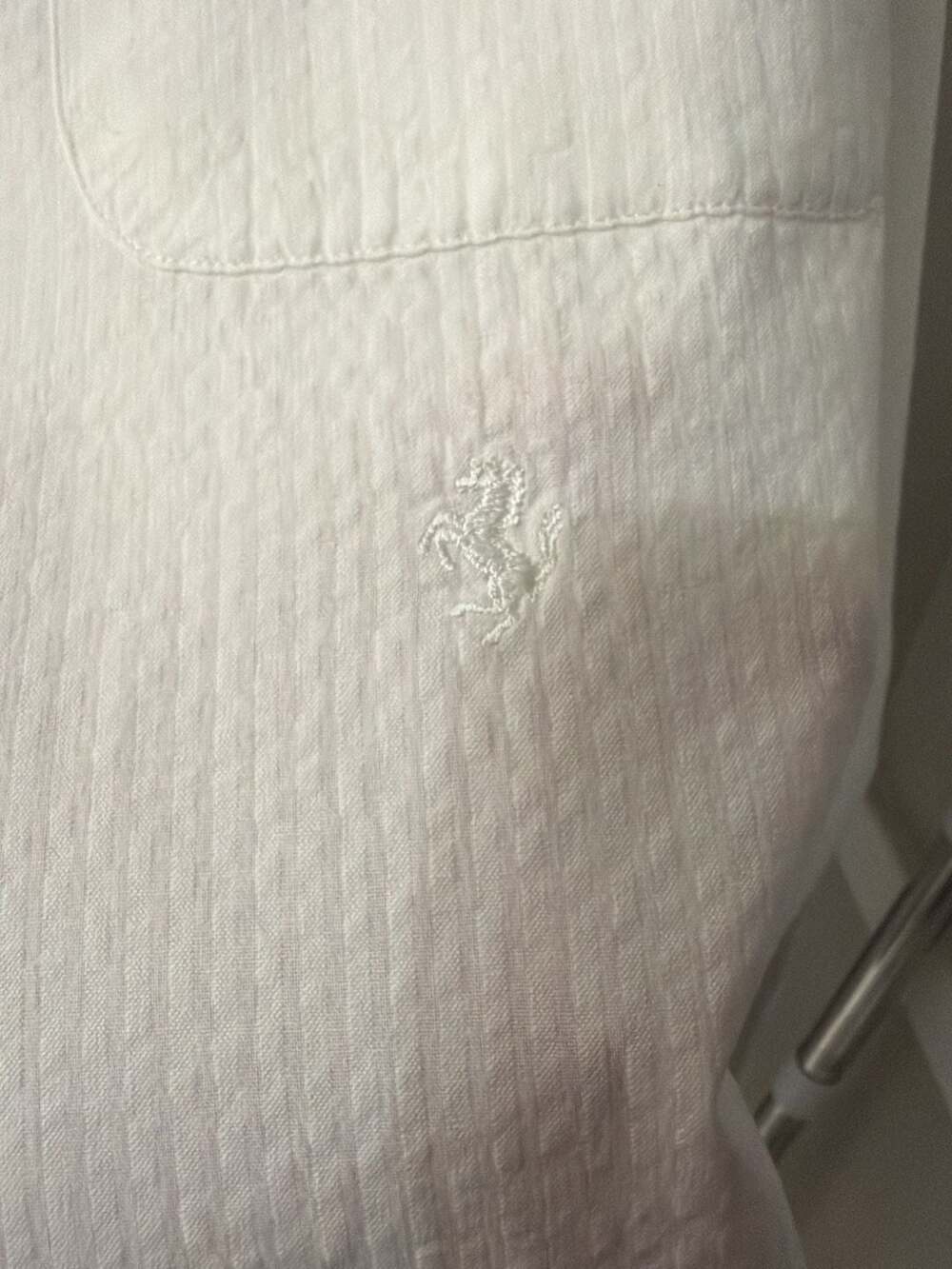 Ferrari White Seersucker Long Sleeve Button Down Shirt - Picture 5 of 7